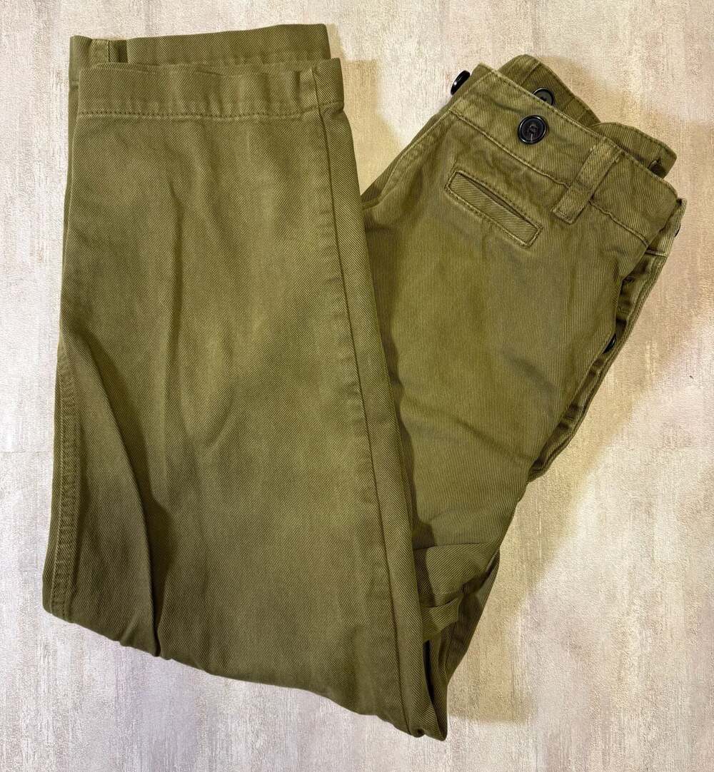 Zara Olive Green Military Style Button-Detail Trousers Size XS
